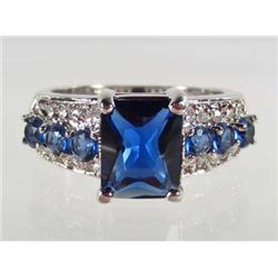 8448 - 14K WHITE GOLD PLATE RUBY & SWAROVSKI CRYSTAL