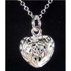 9175 - SILVER HEART PENDANT W/ CHAIN MARKED .925