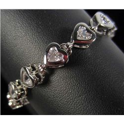 9236 - LADIES WHITE GOLD PLATE & CLEAR TOPAZ  BRACELET