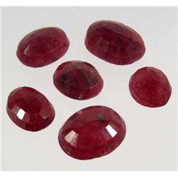 5140 - 66.8 CT - LOT OF 6 - OVAL CUT NATURAL BLOOD RED RUBIES