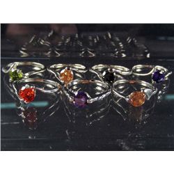 329 - LOT OF 7 NEW SILVER COLOR RINGS W/ STONES