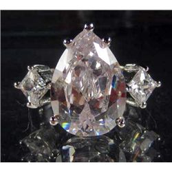 916 - WHITE GOLD PLATED WHITE TOPAZ RING