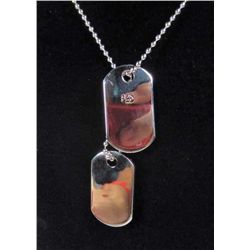 1137 - SILVER DUAL DOG TAGS W/ CHAIN - MARKED 925