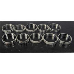 1163 - LOT OF 10 SILVER RINGS - MARKED 925