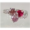 Image 1 : 941 - WHITE GOLD PLATED RUBY, PINK SAPPHIRE, TANZANITE & WHITE TOPAZ RING