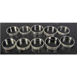 1164 - LOT OF 10 SILVER RINGS - MARKED 925