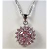 Image 1 : 984 - WHITE GOLD PLATED WHITE TOPAZ PENDANT W/ CHAIN