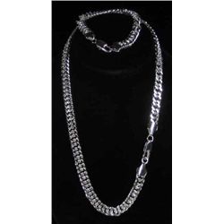1148 - SILVER NECKLACE & BRACELET SET - 12MM - MARKED 925