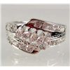 Image 1 : 942 - WHITE GOLD PLATED PINK SAPPHIRE & WHITE TOPAZ RING
