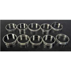1166 - LOT OF 10 SILVER RINGS - MARKED 925