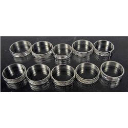 1168 - LOT OF 10 SILVER RINGS - MARKED 925