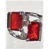 Image 1 : 623 - WHITE GOLD PLATED RING W/ RHINESTONES