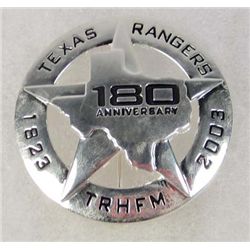 1184 - TEXAS RANGERS 180TH ANNIVERSARY LAW BADGE - PINBACK