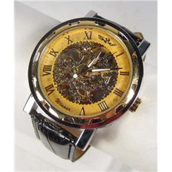 1121 - MECHANICAL SKELETON WATCH W/ LEATHER BAND
