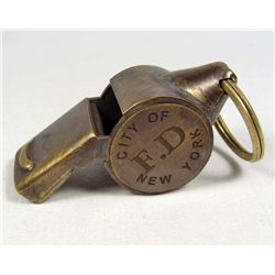1392 - SOLID BRASS NEW YORK FIRE DEPT. WHISTLE
