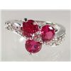 Image 1 : 933 - WHITE GOLD PLATED RUBY & WHITE TOPAZ RING
