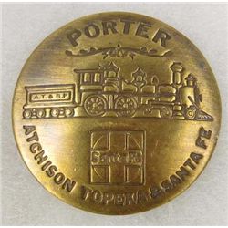 1477 - ATCHISON TOPEKA & SANTA FE BRASS RAILROAD BADGE