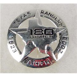 1185 - TEXAS RANGERS 180TH ANNIVERSARY LAW BADGE - PINBACK