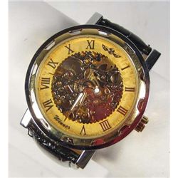 1122 - MECHANICAL SKELETON WATCH W/ LEATHER BAND