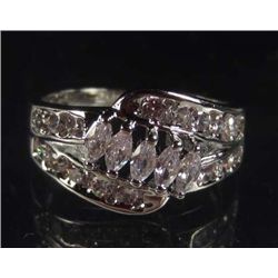 949 - WHITE GOLD PLATED WHITE TOPAZ RING