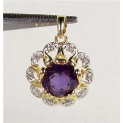 1536 - STERLING SILVER COLOR CHANGE AMETHYST & DIAMOND PENDANT