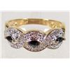Image 1 : 1540 - STERLING SILVER BLUE SAPPHIRE & DIAMOND RING - SZ. 8.75