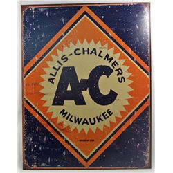 1569 - ALLIS-CHALMERS METAL SIGN - APPROX. 12.5" X 16"