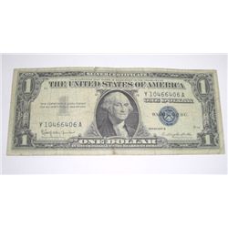1957 B SERIES $1 SILVER CERTIFICATE BILL SERIAL # Y10466406A *PLEASE LOOK AT PIC TO DETERMINE GRADE*