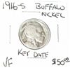 Image 1 : 1916-S BUFFALO NICKEL RED BOOK VALUE IS $50.00 *EXTREMELY RARE KEY DATE VERY FINE GRADE*!!