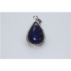 NATURAL 28.00 CTW LAPIS PEAR CUT PENDANT .925 STERLING