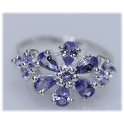 9.65 CTW TANZANITE RING .925 STERLING SILVER