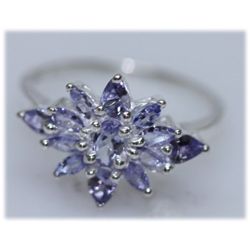 12.90 CTW TANZANITE RING .925 STERLING SILVER