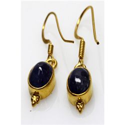 14.24 ctw Tanzanite Earrings 0.925 Silver 14k Yellow Go