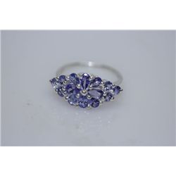 15.09 CTW TANZANITE RING .925 STERLING SILVER