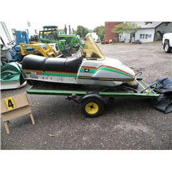 John Deere Trail Fire snowmobile w/ trailer and cover, 340cc SN# J34FJ120519M