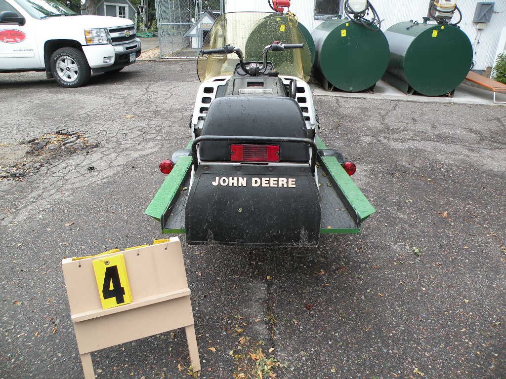 John Deere Trail Fire snowmobile w/ trailer and cover, 340cc SN