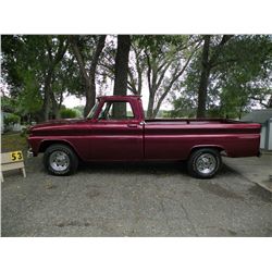 1966 GMC C20 Pick up, 6 cyl 4 speed, Shows 63,183 miles, Chameleon Paint, SN#PD1793B