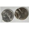 Image 1 : 2 ERROR JEFFERSON NICKELS 1998-D CLIPPED PLANCHET & 1985-D WAY OFF - CENTER