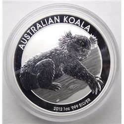 2012 AUSTRALIAN ONE DOLLAR KOALA, ONE OUNCE .999 SILVER BEAUTIFUL COIN