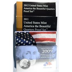 2009. 2010. 2011, AND 2012 U.S. MINT  PROOF QUARTER SETS, ALL ORIGINAL PACKAGING