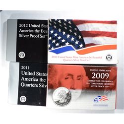 2009, 2010, 2011. AND 2012 SILVER PROOF QUARTER SETS