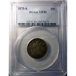 1875-S TWENTY CENT PIECE PCGS VF-XF30