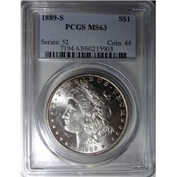 1889-S MORGAN DOLLAR PCGS MS63