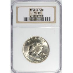 1954-D FRANKLIN HALF DOLLAR NGC MS 65