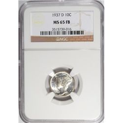 1937-D MERCURY DIME NGC MS 65 FB!