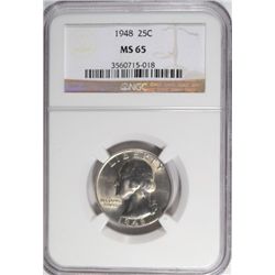 1948 WASHINGTON QUARTER NGC MS 65