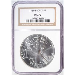 1989 SILVER AMERICAN EAGLE NGC MS-70