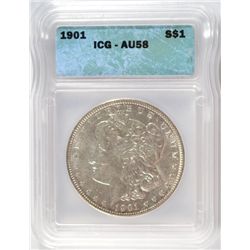 1901 MORGAN DOLLAR ICG AU-58 REALLY NICE LUSTER- VERY CLOSE TO UNC