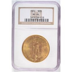 1924 $20 GOLD ST. GAUDENS NGC MS-64