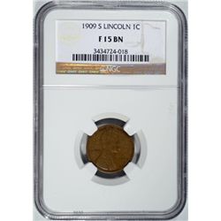 1909S  Lincoln   penny  NGC15BN  est  $115-$125